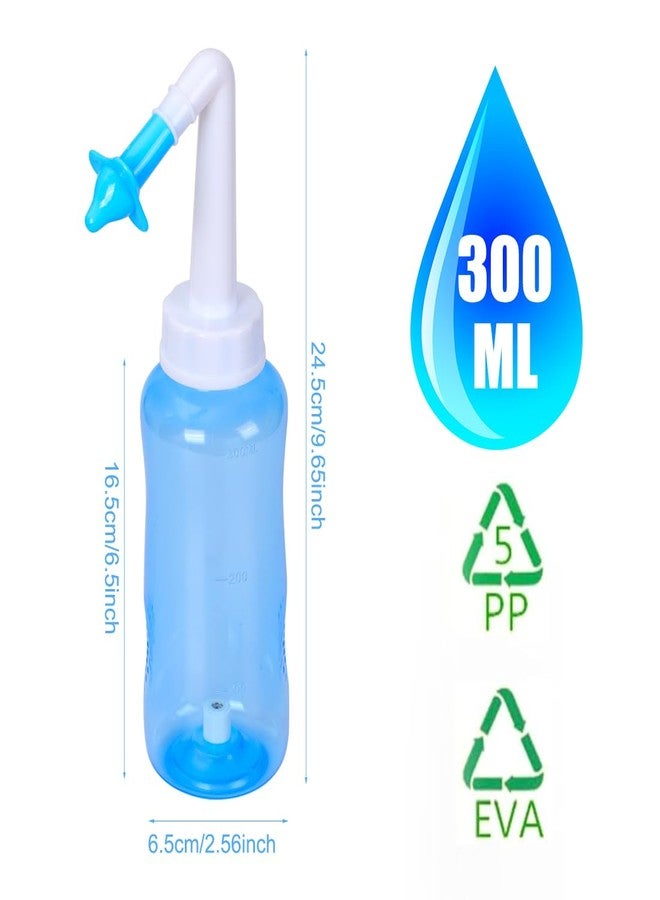 YSYONM Neti Pot Sinus Rinse Bottle Pressure Nasal Irrigation Wash Sinus Rinsing Kit Bottle Nose Cleaner for Adult & Kids BPA Free (300ML, Blue) - Image 2